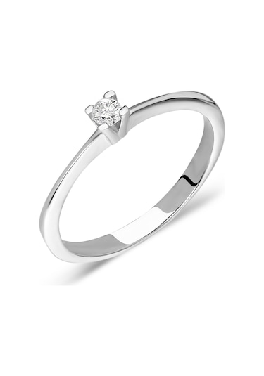 Chavin 0.07 Carat H Color Pırlanta Gümüş Tektaş Yüzük Ca49