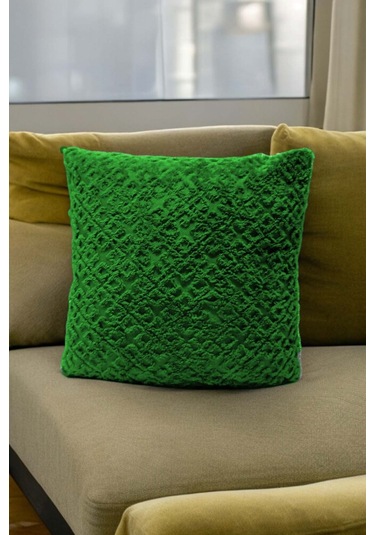 Bohem Dekoratif Yastık Kılıfı Kırlent Kılıfı 43x43 Cm Yeşil Otantik Desen Yeşil