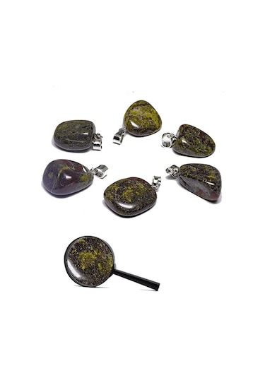 Sertifikalı Tımbıl Model Kan Taşı Kolye Heliotrop Çok Renkli