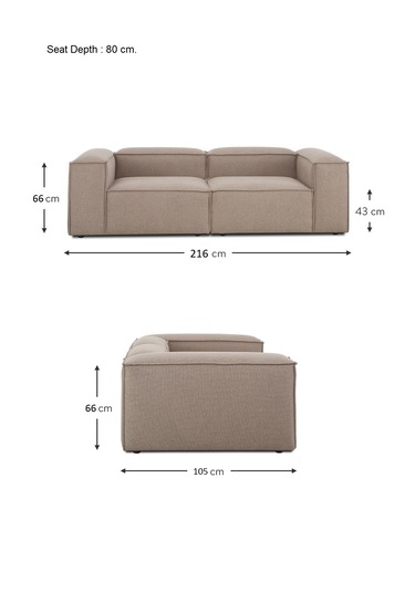 Most Mollis 2 Modül Kanepe Koltuk 10 Kahverengi Keten Kumaş Yumuş