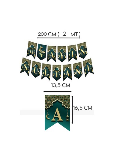 11 Ayın Sultanı Yazılı Zikzak Banner Yazı Süs 2 Metre Hoşgeldin R