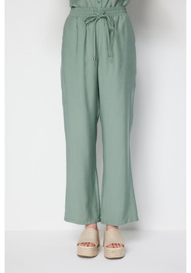 Ekol Kadın Beli Bağcıklı Bol Paça Pantolon 1204 Mint Mint