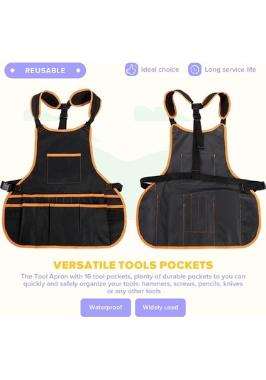 Ulzyvf Yelek Ve Ve Turuncu Siyah Önlüğü Kemer Kadınlar İçin Erkekler Cebi Ayarlanabilir Alet Alet 16 Wm Siyah - Turuncu
