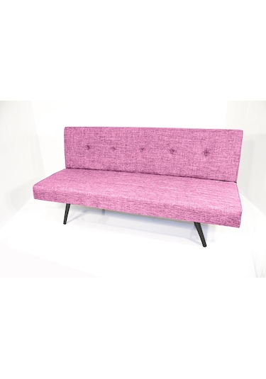 Best Yataklı Çelik İskelet Sünger Kanepe Keten Kumaş - Pembe Çok Renkli