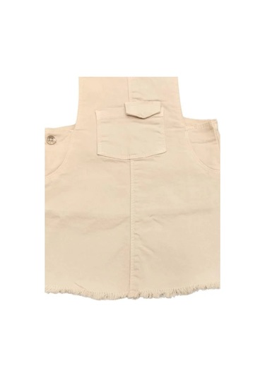 Kız Bebek Pamuklu Cepli Salopet-13899 Bej