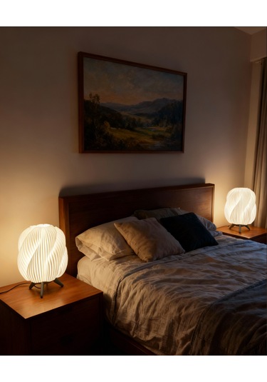 Modern Beyaz Renk Abajur Dekoratif Tasarımı İle Ev, Ofis, Cafe Ve Restorant Beyaz