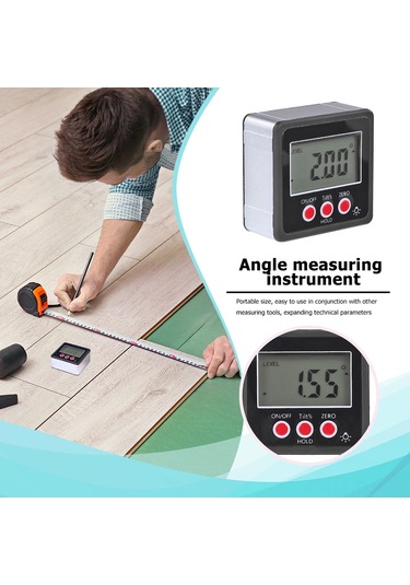 Xindoker Siyah Mini Dijital Eğim Ölçer - 4 90 Aralık, 0.01 Çözünürlük, Ip54 Su Geçirmez, 3 Dairesel Tuş