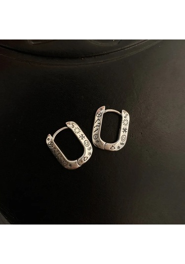 925 Ayar Gümüş Üstügrafiti İle Süslü Küpe