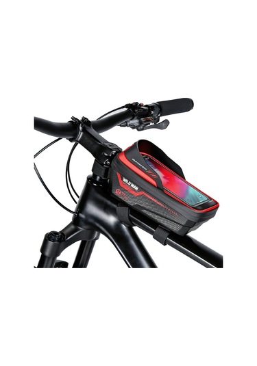 Wıld Man Es12 1l Dağ Bisikleti Ön Kiriş Çantası Bisiklet Su Geçirmez Telefon Eyer Çantası, Renk: Kırmızı Siyah