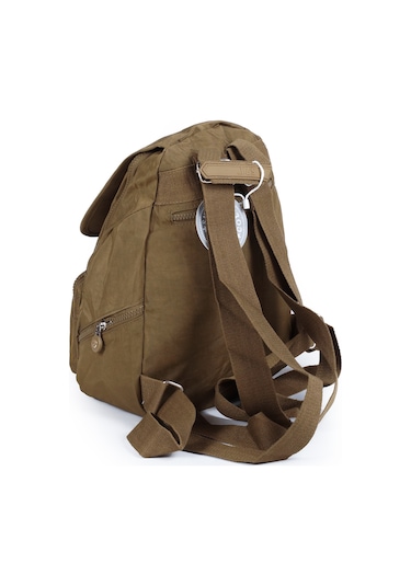 Küçük Boy Krinkıl / Klinkır Su Geçirmez Uzun Askılı Çok Gözlü Günlük Kadın Sırt Çantası Taba 12-4g Taba