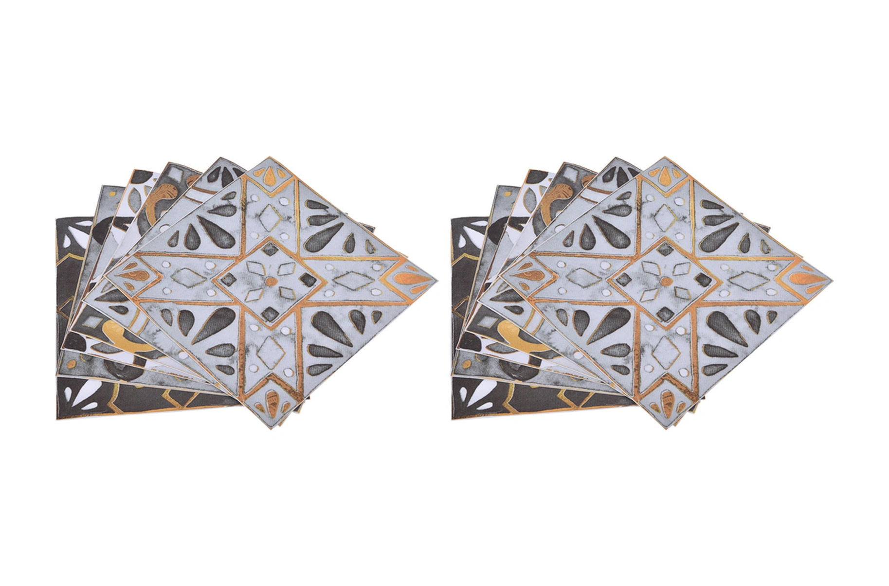 Geeroyoo 2 Paket Toplam 12 Adet 20x20cm Klasik Altın Kenar Pvc Duvar-floor Sticker: Su Geçirmez, Kendinden Yapışkan,复古 Dekoratif Mutfak/banyo Zemin Kaplama Diğer