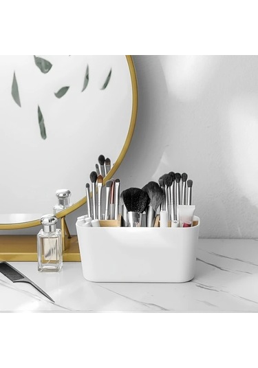 Sunshine011 Ldq Bamboo 5 Yuvalı Diş Fırçası Askısı Beyaz Ahşap Space-saving Banyo Organizer Beyaz