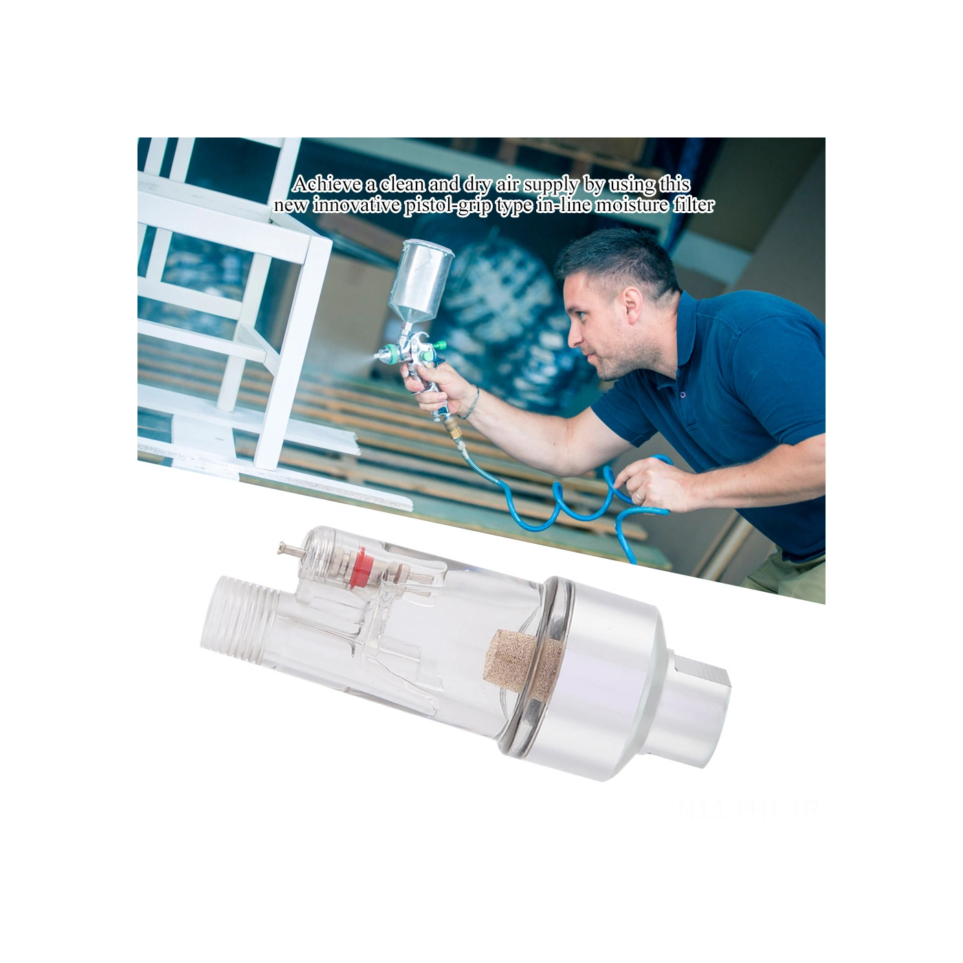 Hangfox 1/8" Bsp Mini Hava Filtresi - Pistol Kolu Tipi Yağ-su Ayırıcı, 5 Mikron Filtre Elemanı İle Temiz Ve Kuru Hava Sağlar, Sprey Fırçalarını Nem Hasarından Korur