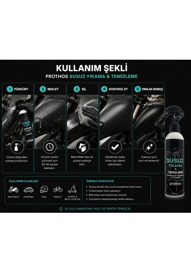 Motosiklet Susuz Yıkama Ve Temizleme 250 Ml.