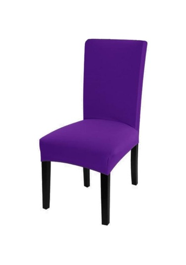 Jms Koyu Mor Katı Renk Sandalye Kapak Spandex Streç