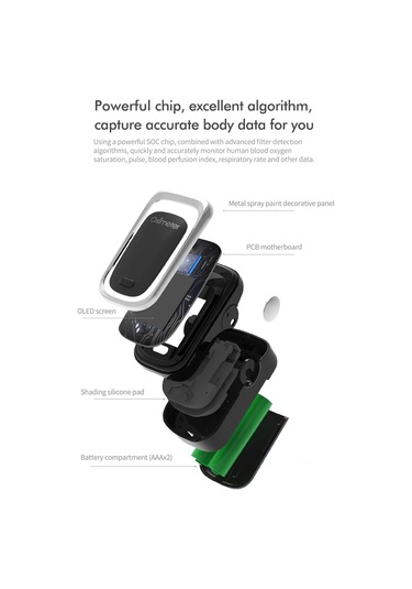 Kiuzou Tıbbi Taşınabilir Parmak Pulse Kan Oksijen Nabız Doygunluk Ölçer Ole 130rb03 Silver White