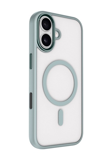 İphone Uyumlu 17 Kılıf Wireless Şarj Özellikli Krom M-safe Silikon Kılıf Gri