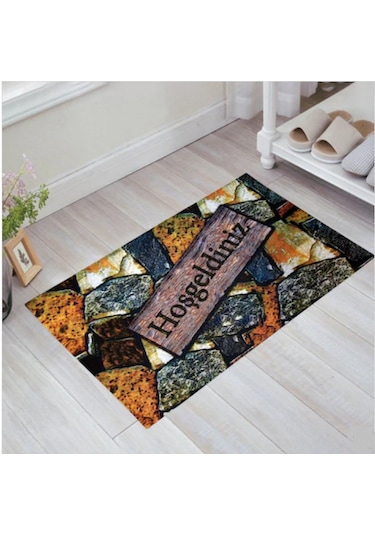Taş Desenli Kauçuk İç Ve Dış Kapı Önü Paspası 40x70