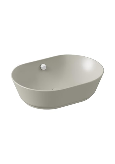 Geo 7427b020-0012 Oval Çanak Lavabo, 55 Cm, Mat Bej Beyaz