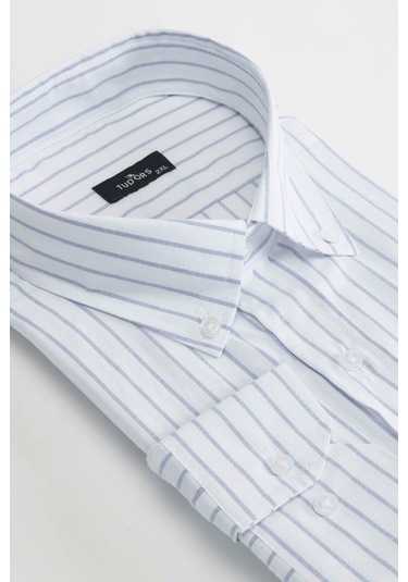 Tudors Battal Boy Büyük Beden Çizgili Erkek Gömlek-31533-çok Renkli Çok Renkli