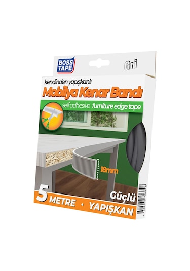 Boss Tape Yapışkanlı Gri Masa Mobilya Kenar Bandı