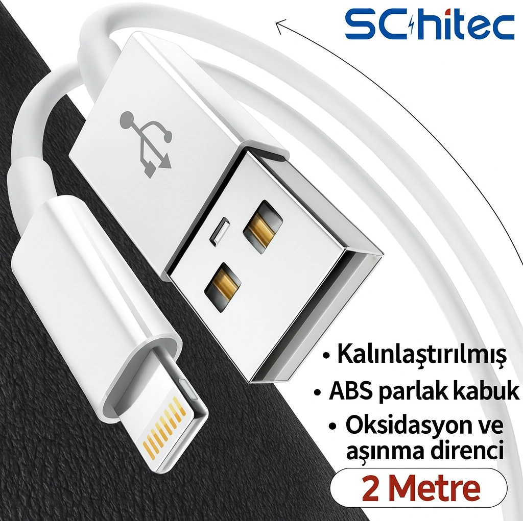 Schitec 3a 60w Usba To Lightning Hızlı Data Ve Şarj Kablosu 2 Metre Beyaz X74