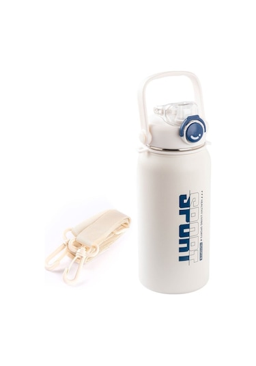 Okadı Sport Pipetli Beyaz Paslanmaz Çelik Termos 1.3l Beyaz
