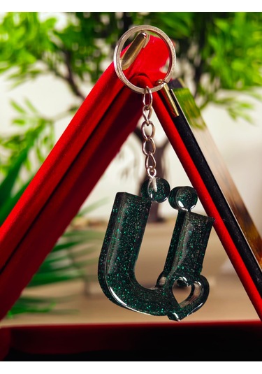 Harfli Anahtarlık Epoksi Kişiye Özel Yapım El Yapımı Harf Anahtarlık Kalp Model Özel Tasarım Hediyelik Ürün Kalp Desenli Simli Anahtarlık Beyaz - Kırmızı