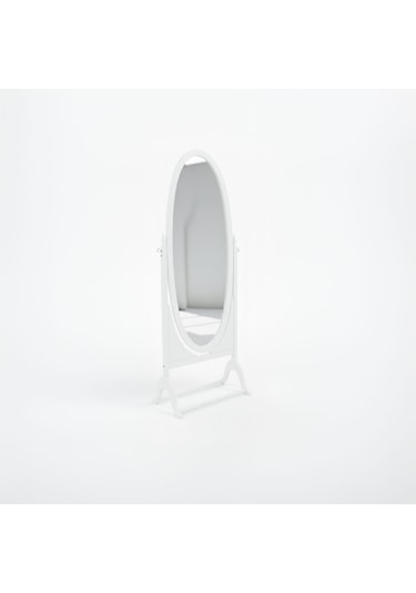 Rivoli Ayaklı Ahşap Oval Boy Aynası 58x165 Beyaz