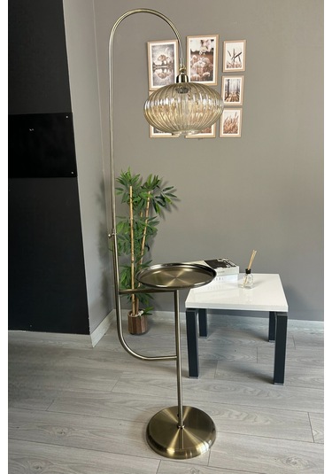 Elegant Bal Cam Eskitme Tepsili Düz Gövde Lambader Hareketli Başlık Metal Oturma Odası Zemin Lambası Natural