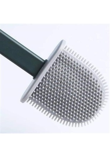 Buffer Duvara Monte Edilebilir Kapaklı Askılı Klozet Yumuşak Silikon Başlıklı Tuvalet Fırçası Seti - Mavi