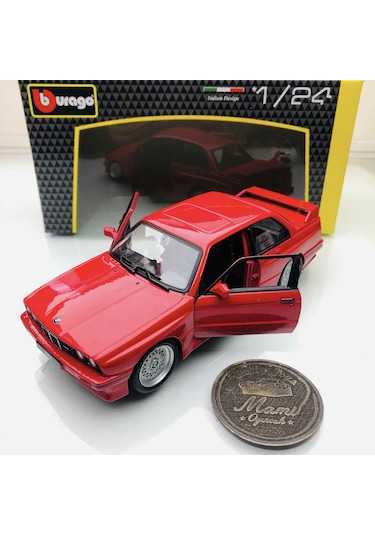 Yeni - New 1988 Bmw M3 E30 Red 1:24 Ölçek Burago Marka