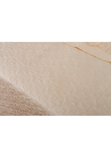 Finezza Gülfem Pamuk Baskılı  Bej-Bej Yatak Örtüsü Seti Çift Kş. 6 Parça-1465 Bej