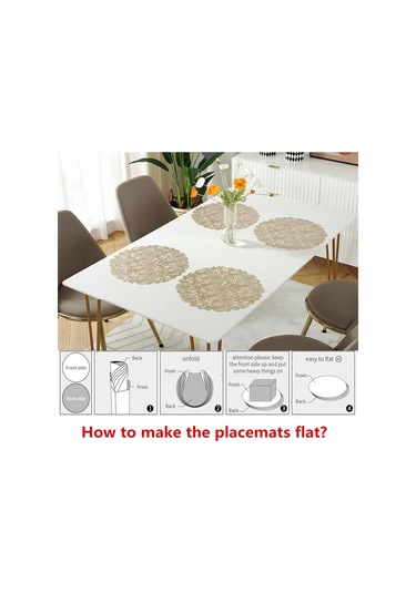 15 "preslenmiş Vinil Yuvarlak Placemats, 6 Set, Yemek Odaları 15,7x23,6 İnç