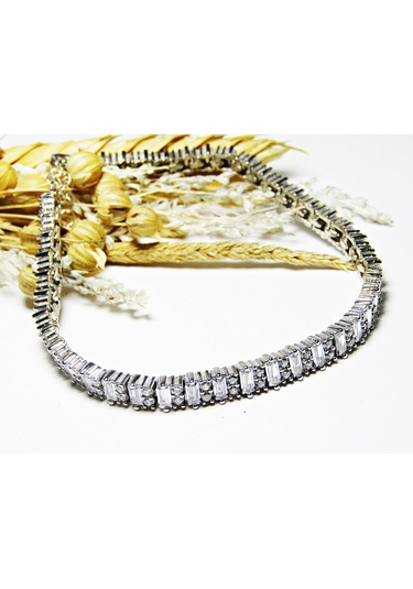 Lilahgümüştr Gümüş Su Yolu Baget Taşlı Kadın Bileklik