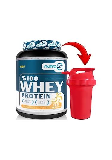 Whey Protein 976 Gr Muz Aromalı Protein Tozu 24 Gram Protein 32 Servis Shaker Hediyeli