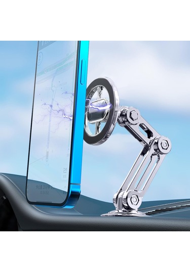 Lemestar Evrensel 360 Dönebilen Güçlü Mıknatıslı Araç Telefon Tutucu - Sarsıntıya Dayanıklı GÜMÜŞ