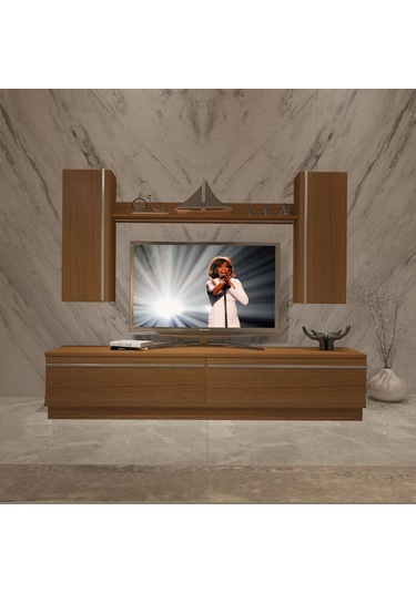 Decoraktiv Eko 5db Mdf Std Tv Ünitesi Tv Sehpası Ceviz