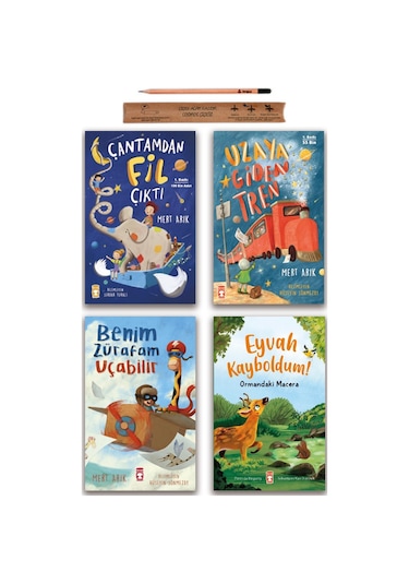 Timaş Çocuk Çantamdan Fil Çıktı - Uzaya Giden Tren - Benim Zürafam Uçabilir - Eyvah Kayboldum Set 4 Kitap