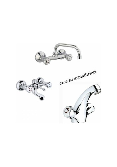 Çevirmeli Klasik Lavabo + Evye ve Banyo Bataryası