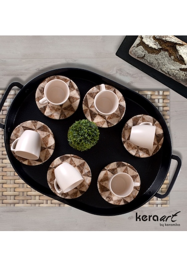 Keramika Kahve Fincan Takımı 12 Parça 17726 Mermer Desen