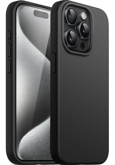 Apple iPhone Uyumlu 15 Pro Lansman Arka Kapak Silikon Kılıf Siyah