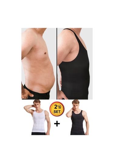 Erkek Göbek Toparlayıcı Sırt Destekleyici Korse Atlet İkili Set