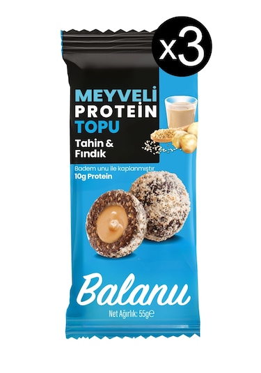 Meyveli Tahinli & Fındıklı Protein Topları 55gr X3 Adet