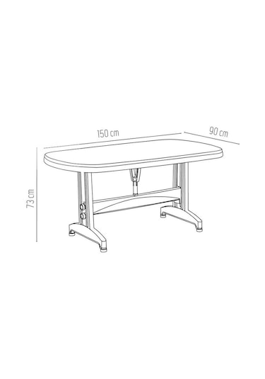Omnipazar Irk-hm100 Oval Köşe Plastik Dikdörtgen Masa 90x150 Cm Krem