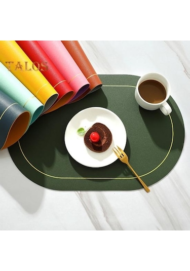 Koyu Mavi Yalıtım Pedi Kolay Temiz Suni Deri Placemat Ev Mutfak İçin Isıya Dayanıklı Masa Koruma Mat Koyu Mavi