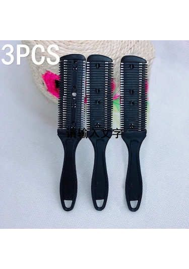 3 Adet Saç Kesici Tarak Çift Taraflı Saç Kesimi Makas Plastik Saç Tarak Kesici Giyotin Paslanmaz Çelik Bıçak Saç Şekillendirici Jilet