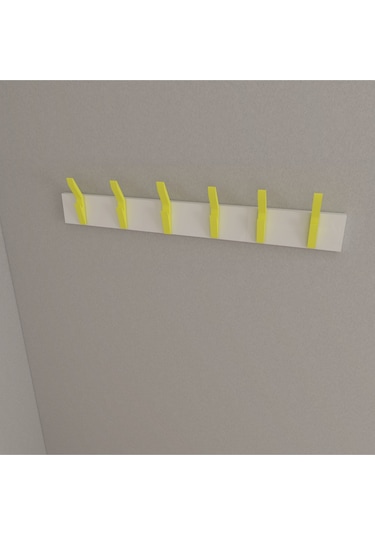 Hepsi3boyutlu Modern Duvar & Kapı Kanca Askılık - 6 Adet Sarı Kanca Askılık - Model No : 3 Sarı