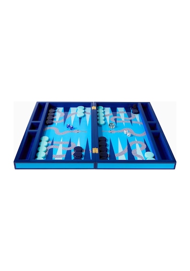 Jonathan Adler Eden Lüks Backgammon, Dekoratif Tasarım Tavla Seti Tavlalar Mavi