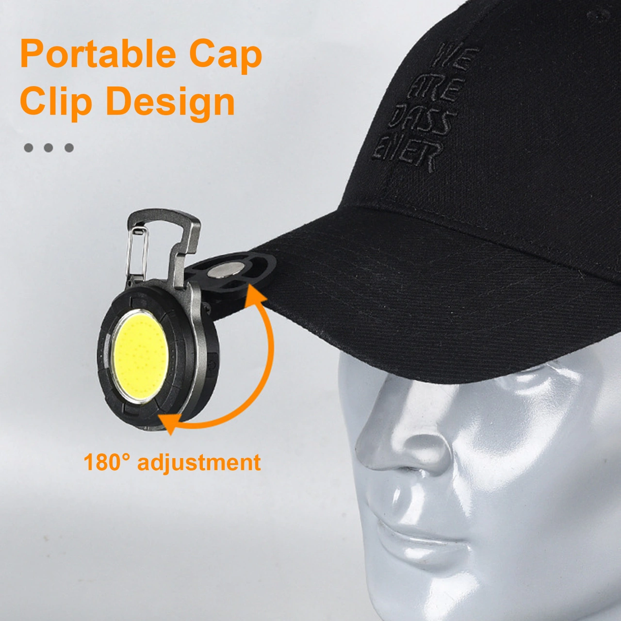 Moveevo Cob Led Feneri Anahtar Zinciri Tipi, 4 Seviye Parlaklık, Kırmızı-beyaz Işık, Çanta Klipsi, Manyetik Tutucu, Şişe Açıcı, Usb-c Şarjlı, 500lm, Taşınabilir Tamir Lambası Siyah